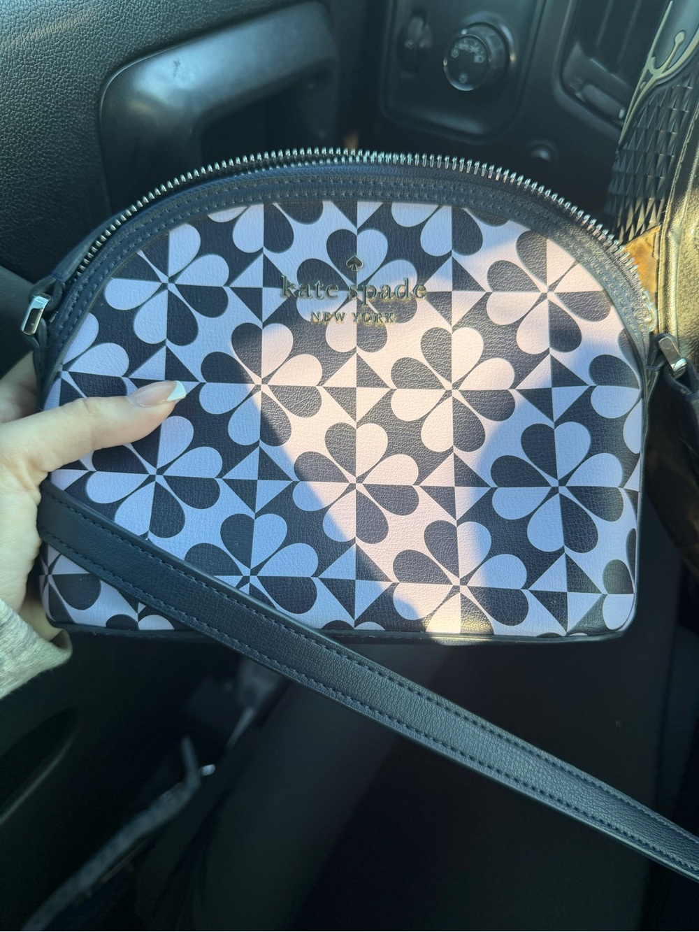 kate spade Floral Geometric Dome Crossbody in Light Blue and Black